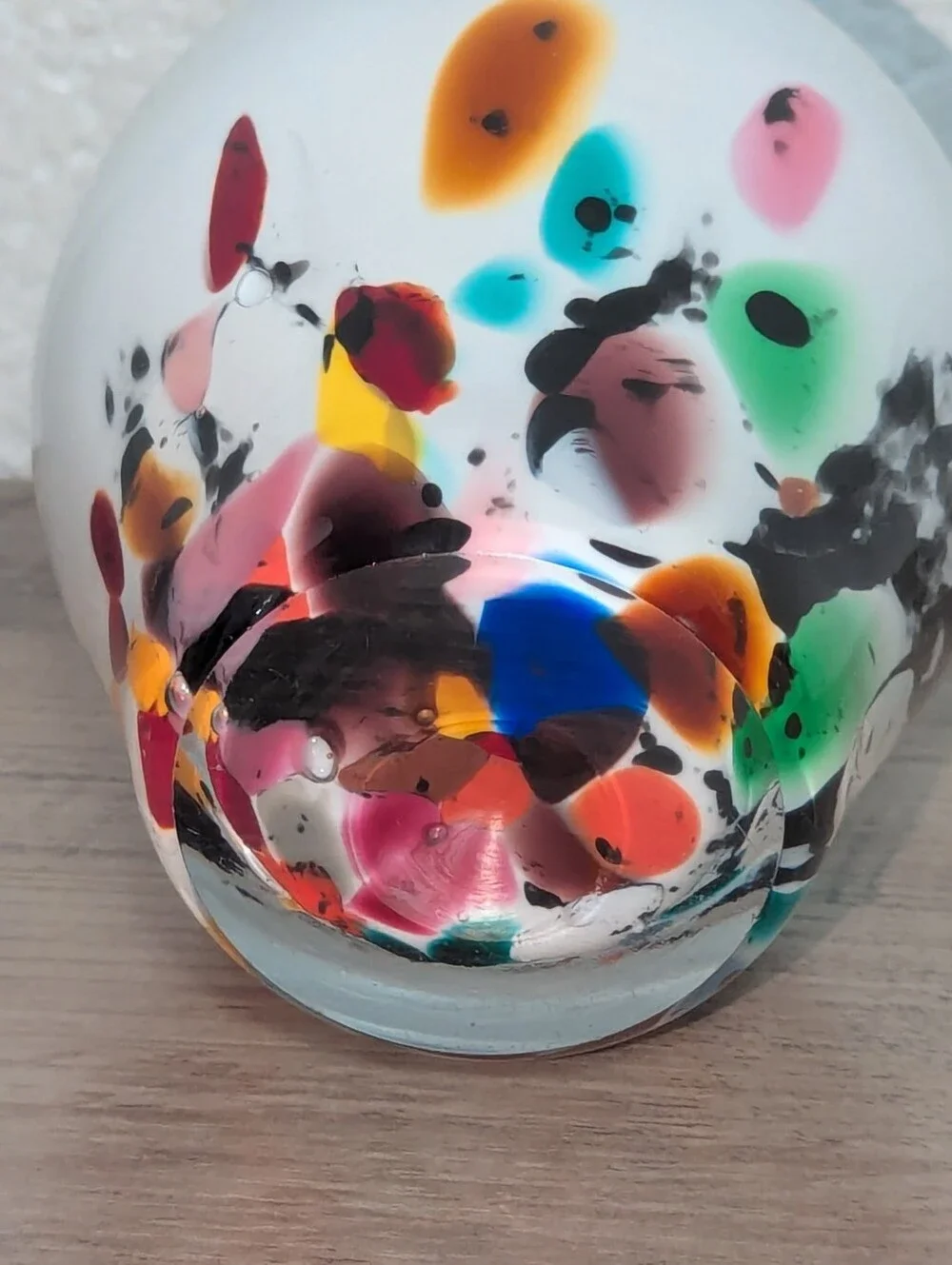 Vintage Hand Blown Confetti Art Glass Vases - Pair